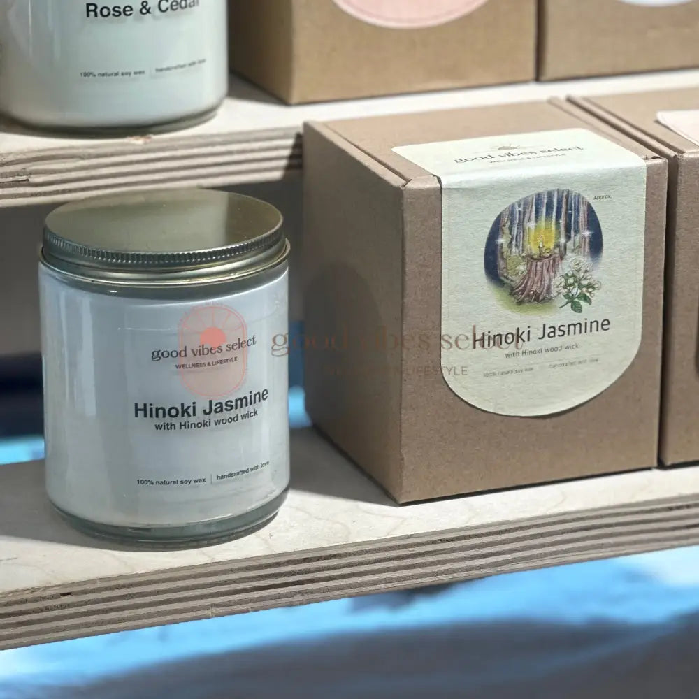 【森林芬多精|清新活潑】檜木茉莉花蠟燭 (檜木芯)