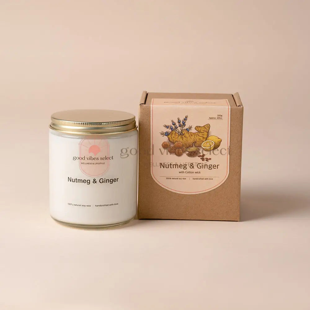 【提振情緒 | 提升動力】肉豆蔻及薑蠟燭 (棉芯) | 可用蠟燭燈 - Good Vibes Select