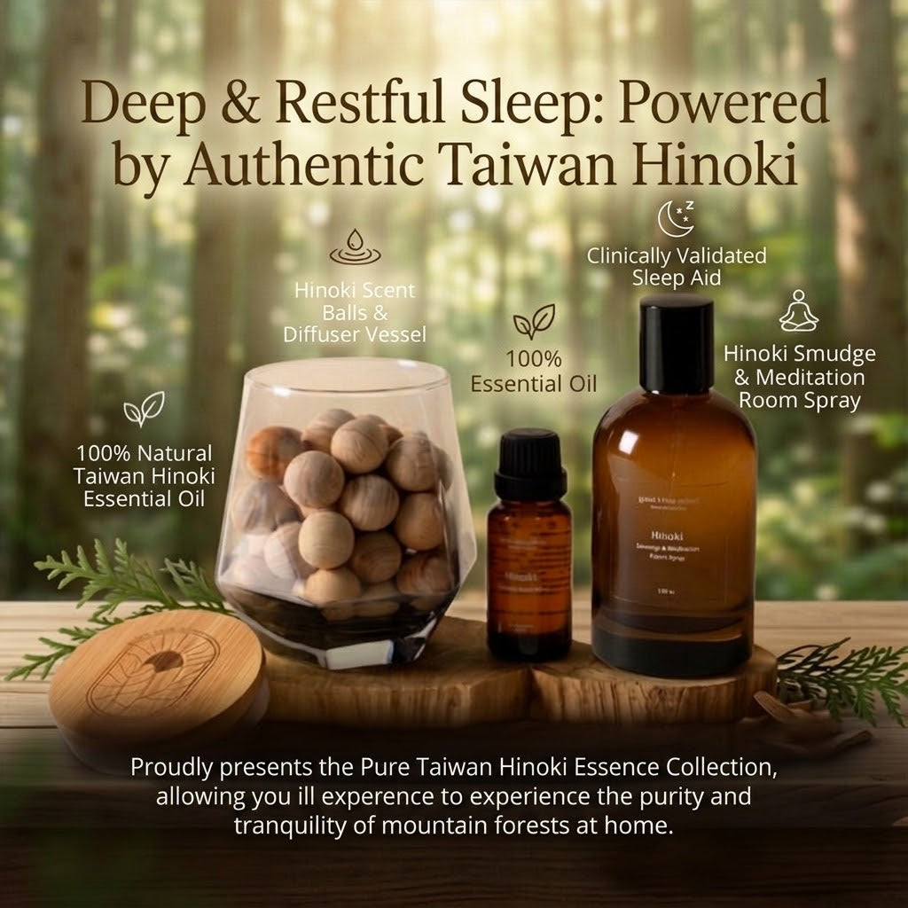 【Urban Forest Bathing & Deep Sleep】Taiwan Hinoki Starter Ritual Set | Spray & Wood Diffuser