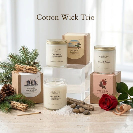 Cotton Wick Candle Bundle (Choose Any 3) 200g | Quiet Scented Candles for Daily Calm & Sleep
