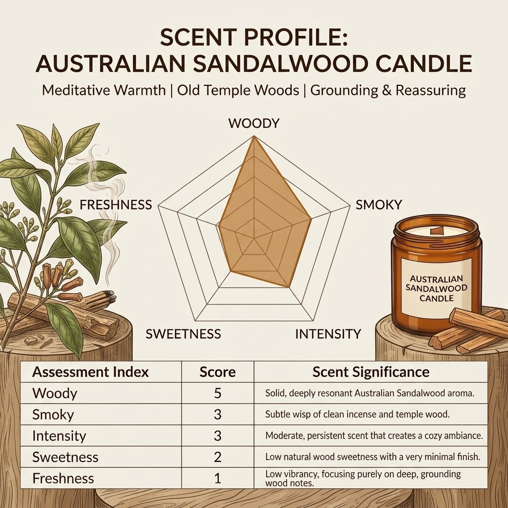 Australian Sandalwood Palo Santo Wick Candle｜Calming & Relaxing Scent for Deep Stillness